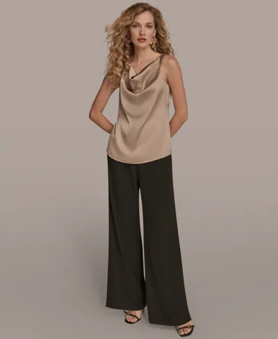 Donna Karan Women's Charmeuse Cowl Neck Tank Top In Brown