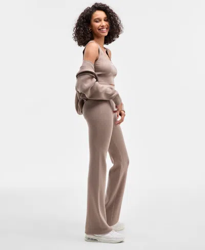 Guess Women's Flaminia Ribbed Knit Flare Pants In Animal Print