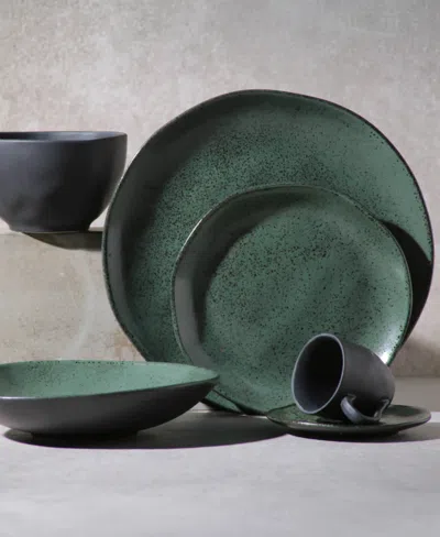 Porto Brasil Stoneware Coffee Cup And Saucer Set, Service For 6 In Green