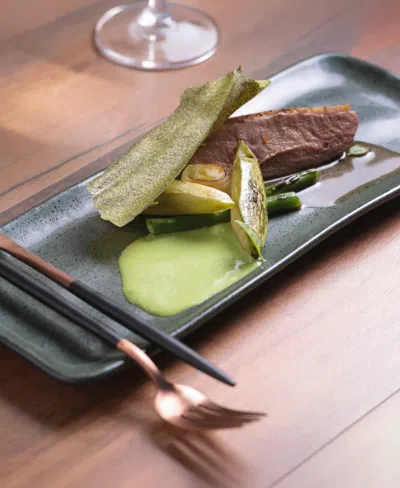 Porto Brasil 12.99" Stoneware Medium Rectangular Platters, Set Of 4 In Green