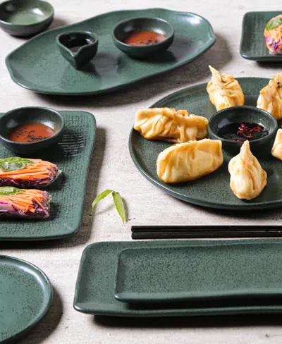 Porto Brasil Shallow Bio Oval Platter Medium Set Of 4 In Green