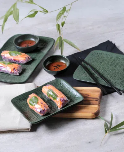 Porto Brasil Rectangular Platter Juta Set Of 4 In Green