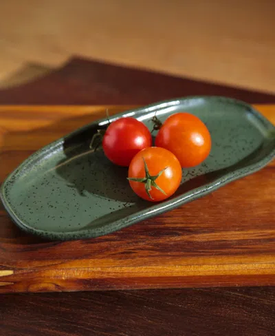 Porto Brasil Stoneware Shallow Oval Platters, Set Of 4 In Green