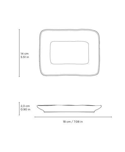Porto Brasil 7" Stoneware Rectangular Juta Platters, Set Of 4 In Gray