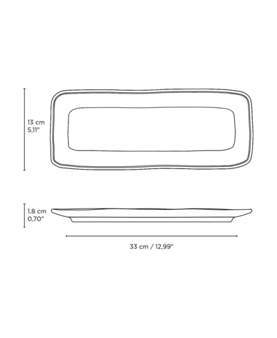 Porto Brasil 12.99" Stoneware Medium Rectangular Platters, Set Of 4 In Blue