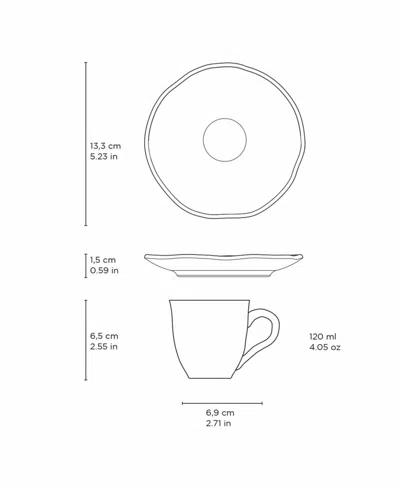 Porto Brasil Coffee Cup & Saucer Set Of 6 In Blue