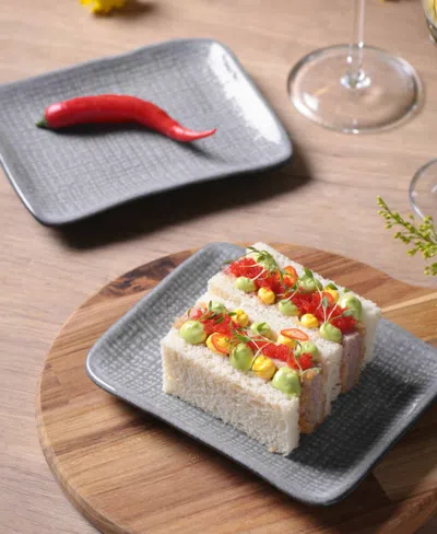 Porto Brasil 7" Stoneware Rectangular Juta Platters, Set Of 4 In Gray