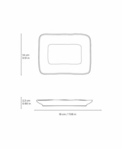 Porto Brasil 7" Stoneware Rectangular Juta Platters, Set Of 4 In Gray