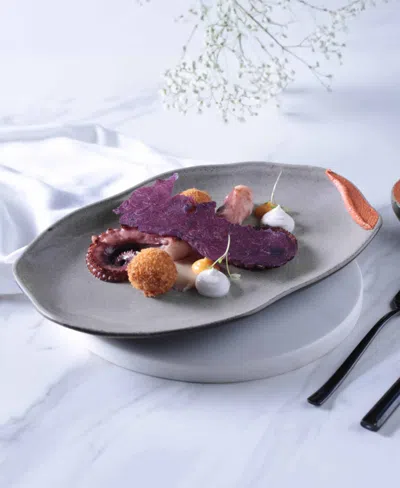 Porto Brasil Medium Shallow 11" Oval Platters, Set Of 4 In Gray