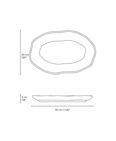 Porto Brasil Medium Shallow 11" Oval Platters, Set Of 4 In Gray