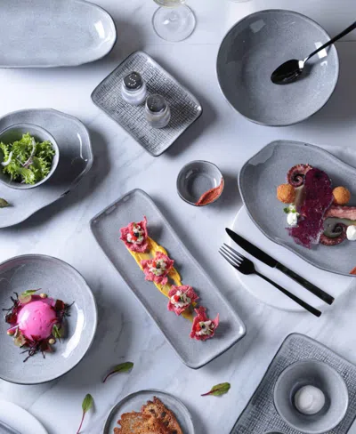 Porto Brasil 12.99" Stoneware Medium Rectangular Platters, Set Of 4 In Gray