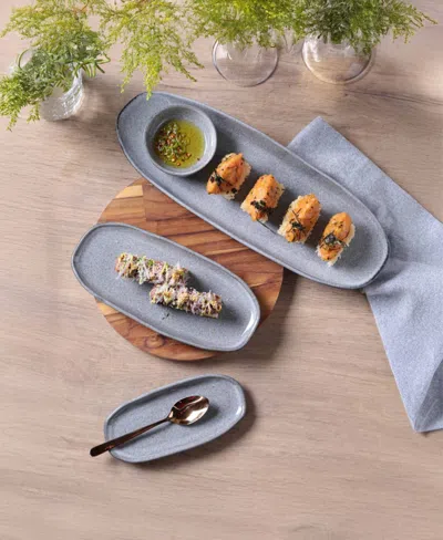 Porto Brasil 14.17" Stoneware Large Shallow Oval Platters, Set Of 4 In Gray