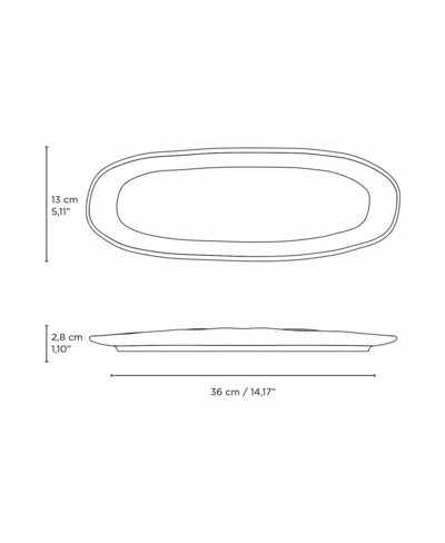 Porto Brasil 14.17" Stoneware Large Shallow Oval Platters, Set Of 4 In Gray