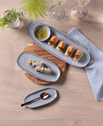 Porto Brasil Stoneware Shallow Oval Platters, Set Of 4 In Gray