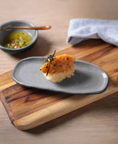 Porto Brasil Stoneware Shallow Oval Platters, Set Of 4 In Gray