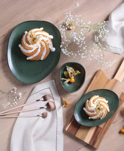 Porto Brasil Stoneware Oval Dinner Plates, Set Of 6 In Green