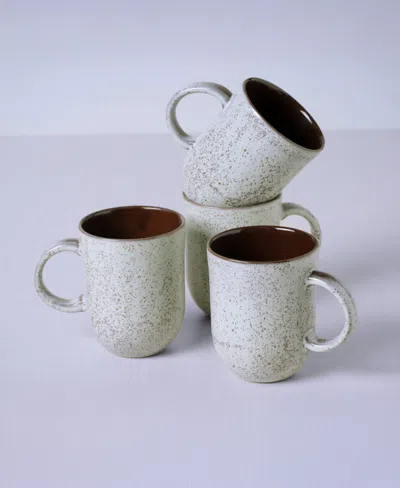 Porto Brasil Stoneware Coup Mugs, Set Of 4 In White