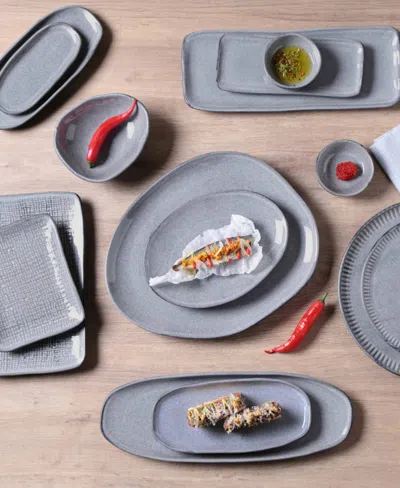 Porto Brasil Stoneware Oval Dessert Plates, Set Of 6 In Gray