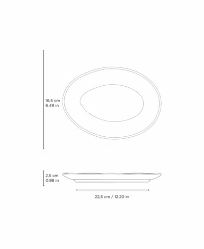 Porto Brasil Stoneware Oval Dessert Plates, Set Of 6 In Gray