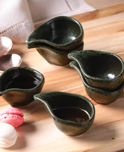 Porto Brasil Stoneware Teardrops, Set Of 6 In Green