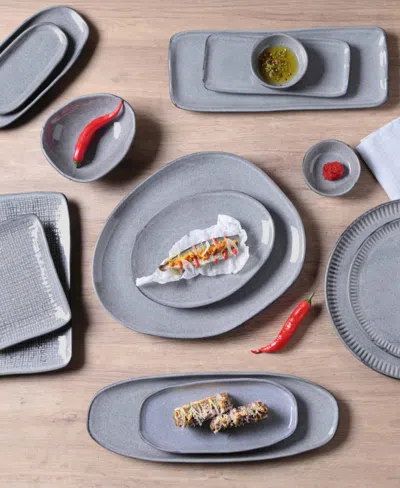 Porto Brasil Stoneware Oval Dinner Plates, Set Of 6 In Gray