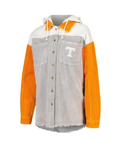 Gameday Couture Women's  Gray Distressed Tennessee Volunteers Vintage-like Wash Corduroy Full-snap Ho In Gray