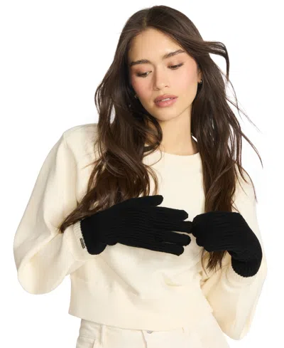 Steve Madden Women's Knit Tipped Gloves In Black