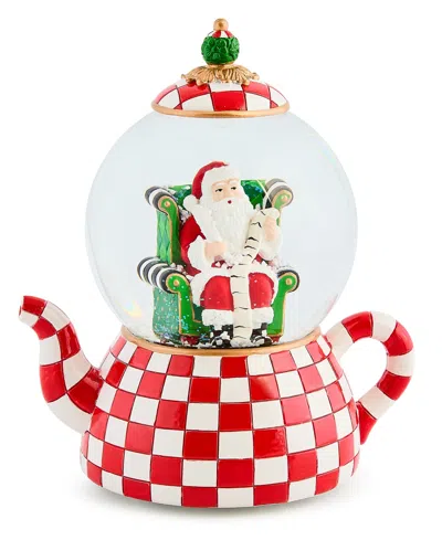 Mackenzie-childs Mackenzie Childs Check It Out Teapot Snow Globe In Multi
