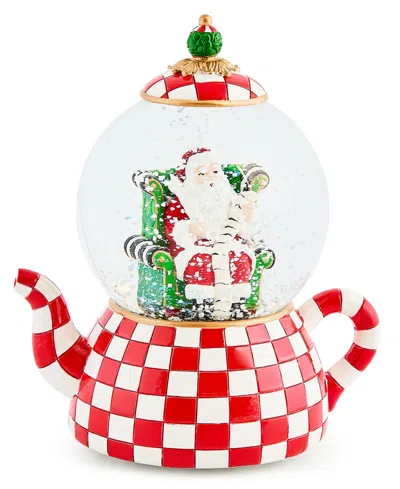Mackenzie-childs Mackenzie Childs Check It Out Teapot Snow Globe In Multi