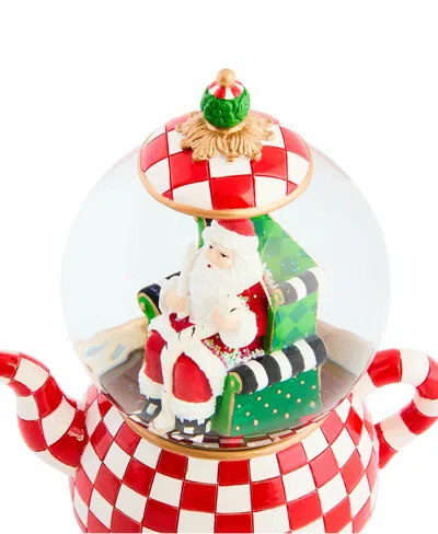 Mackenzie-childs Mackenzie Childs Check It Out Teapot Snow Globe In Multi