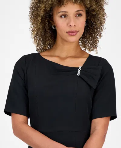 Kasper Women's Asymmetrical-neck Sheath Dress In Black