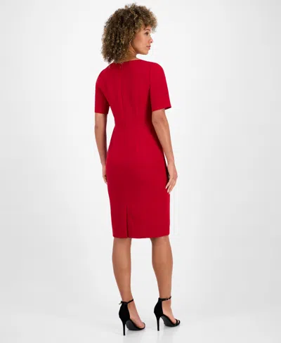 Kasper Women's Asymmetrical-neck Sheath Dress, Regular & Petite In Red