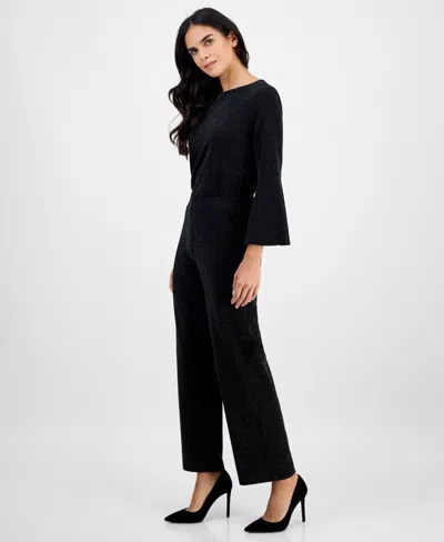 Ak Anne Klein Petite Pull-on Mid-rise Wide-leg Shimmer Pants In Multi