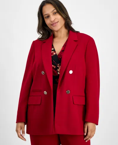 Anne Klein Faux Double Breasted Jacket In Red