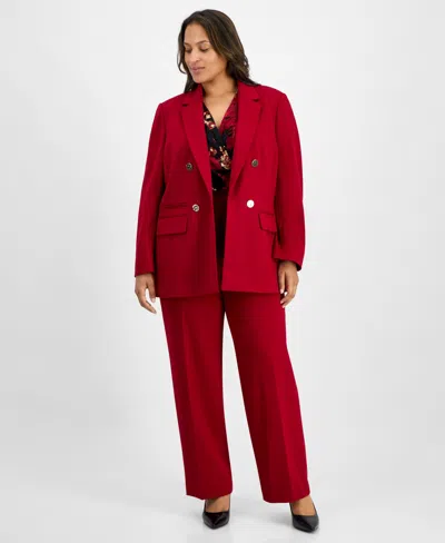 Anne Klein Faux Double Breasted Jacket In Red