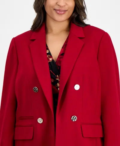 Anne Klein Faux Double Breasted Jacket In Red