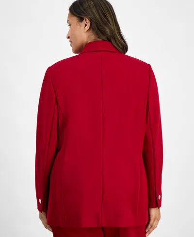 Anne Klein Faux Double Breasted Jacket In Red