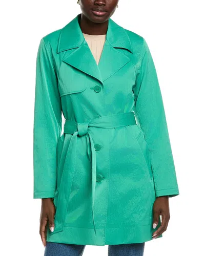 Nvlt Crinkle Trench Coat In Green