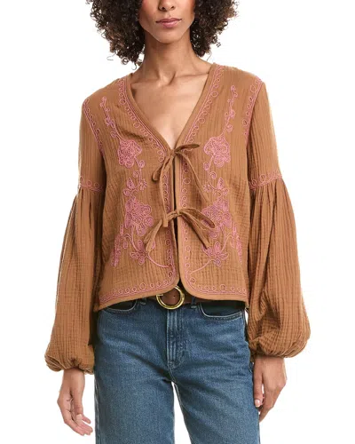 Avec Les Filles Embroidered Blouson Sleeve Jacket In Multi