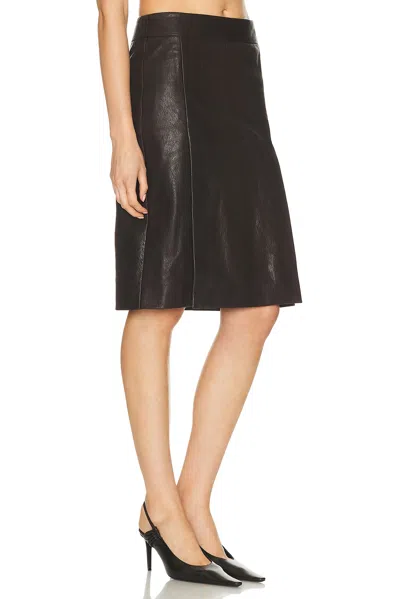 Ferragamo Leather Wrap Skirt In Brown