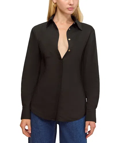 Cult Gaia Emelyn Poplin Button-up Shirt In Black