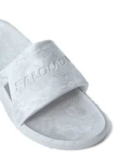 Salomon Summeride Logo-dbossed Slides In Silver