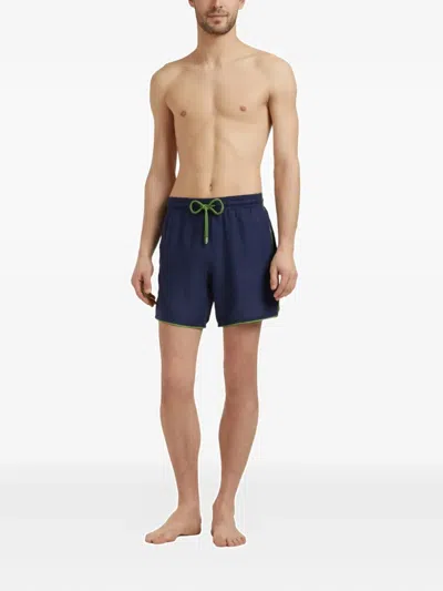 Vilebrequin Drawstring Piped-trim Swim Shorts In Blue