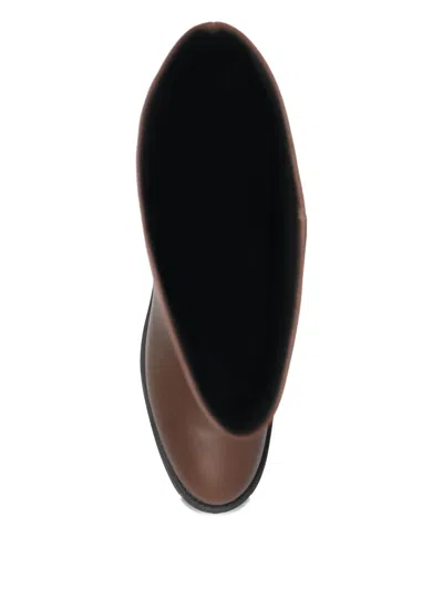 Coach Zip Leather Boots In Brown