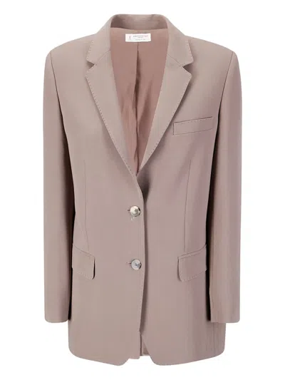 Alberto Biani Single-breasted Jacket With Classic Collar And Structured Fit In Nude