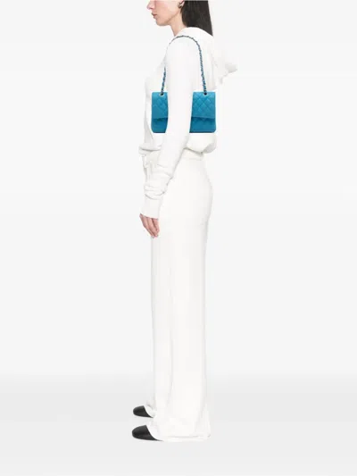 Pre-owned Chanel 2013-2014 Medium Classic Caviar Double Flap Shoulder Bag In Blue