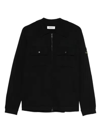 Premiata Zip-up Pocketed Cardigan In Black