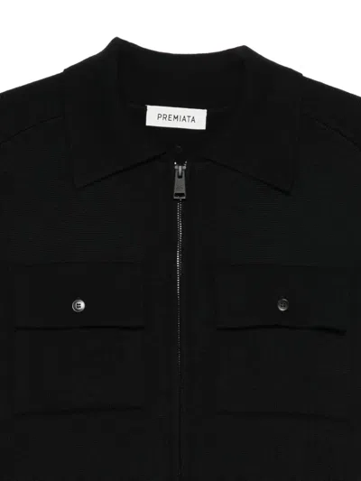 Premiata Zip-up Pocketed Cardigan In Black