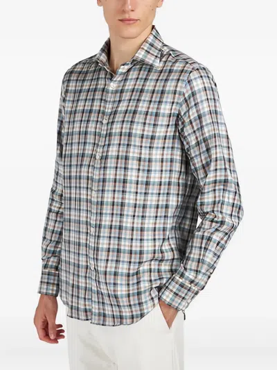 Paul & Shark X-soft Shirt With Checkered Pattern In Blue