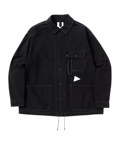 And Wander Cordura Cotton Ripped Shirt Jacket In Black